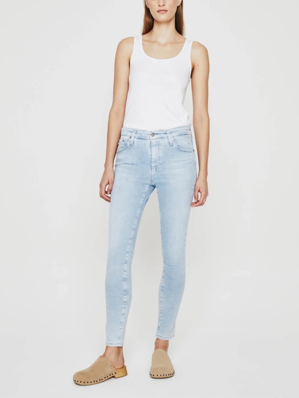 AG Farrah Ankle Jeans Size 30 Light Wash Distressed High Rise Skinny